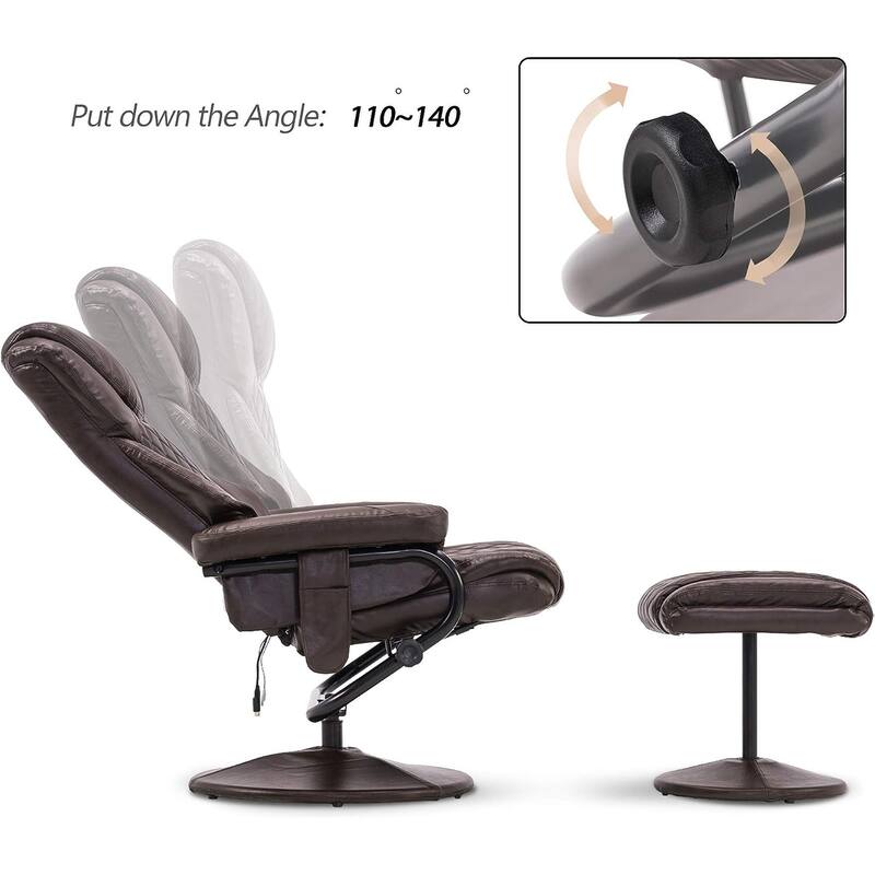 MCombo set of 2 Faux Leather Swivel Massage Recliner with ottoman