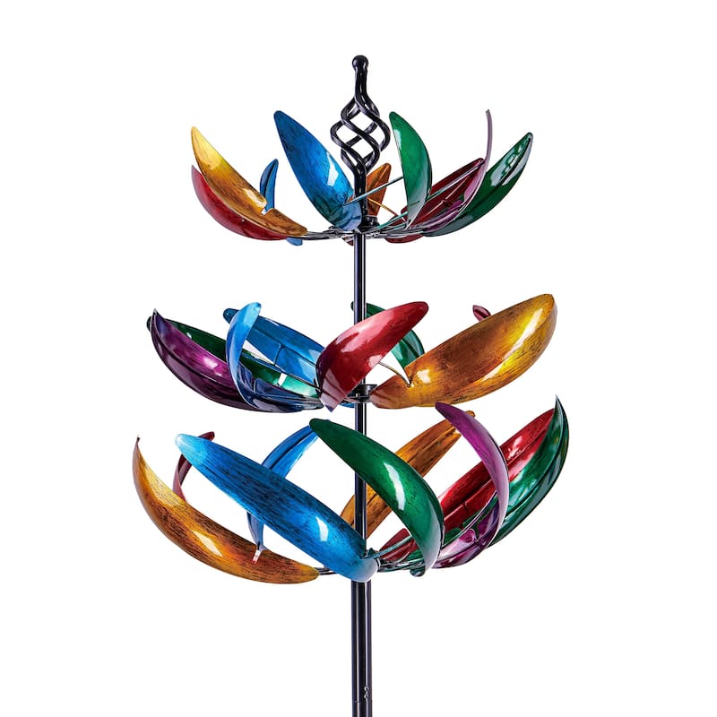 84"H Three Tiered Wind Spinner, Multi-Colored