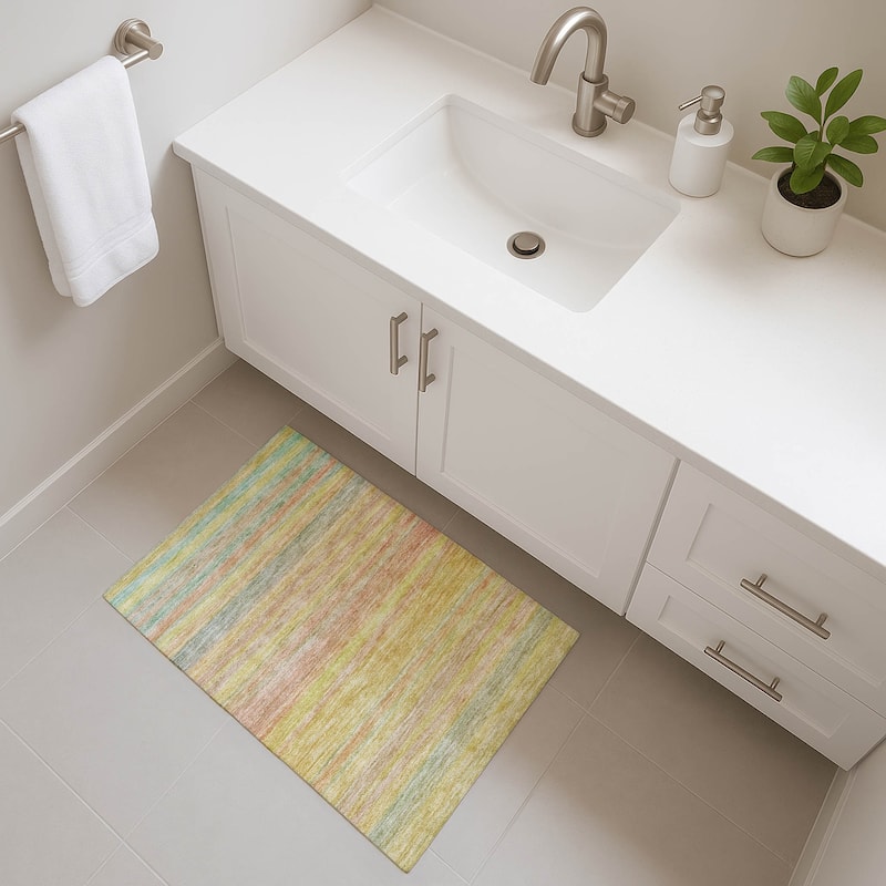 Premium Washable Super Soft Ombre Stripes Mayfield Rug - Gold - 1'8" x 2'6"