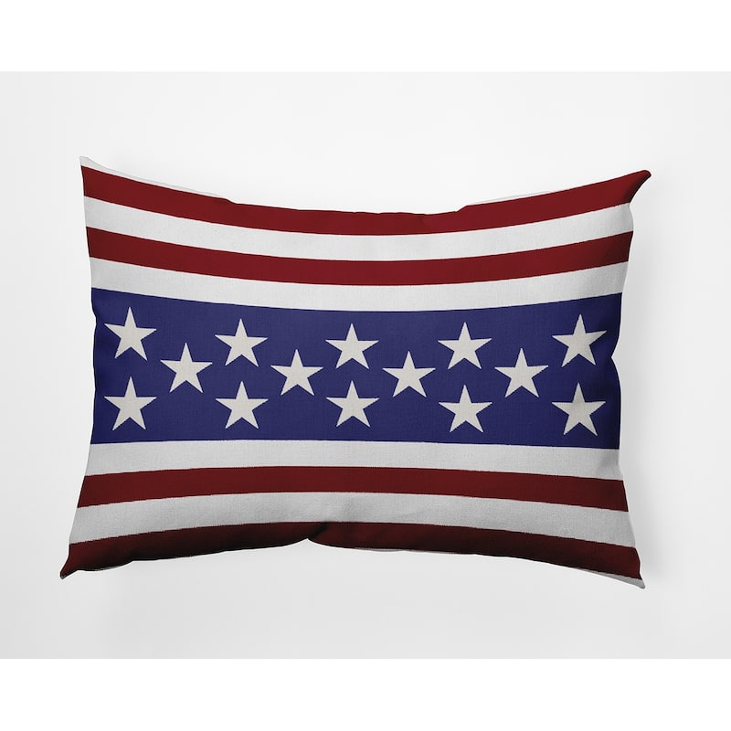 July 4th Stars and Bars Indoor/Outdoor Throw Pillow - 14" x 20" - Purplish Blue