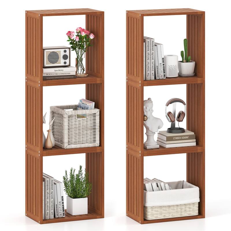 Teak Solid Wood 3 Cube Bookcase Shelves for Storage and Display - 11.5" x 19.5" x 19.5"