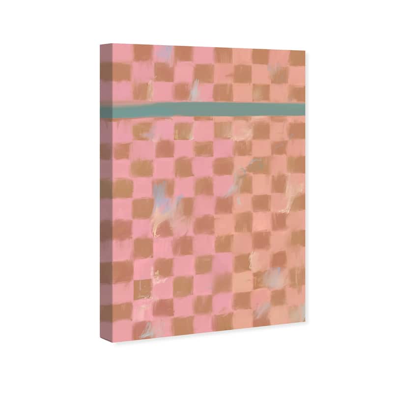 Wynwood Studio Canvas Abstract Checkered Fabric Pink and Modern & Contemporary Wall Art Canvas Print