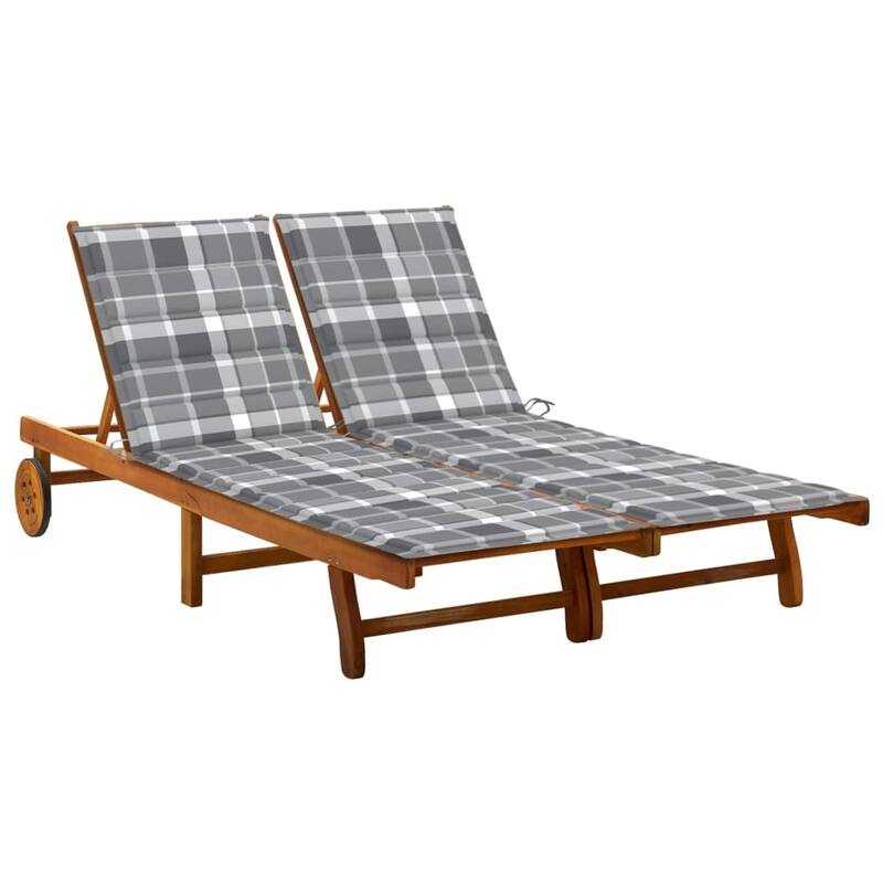 vidaXL Patio Lounge Chair Sunbed Sunlounger with Cushion Solid Acacia Wood - Grey