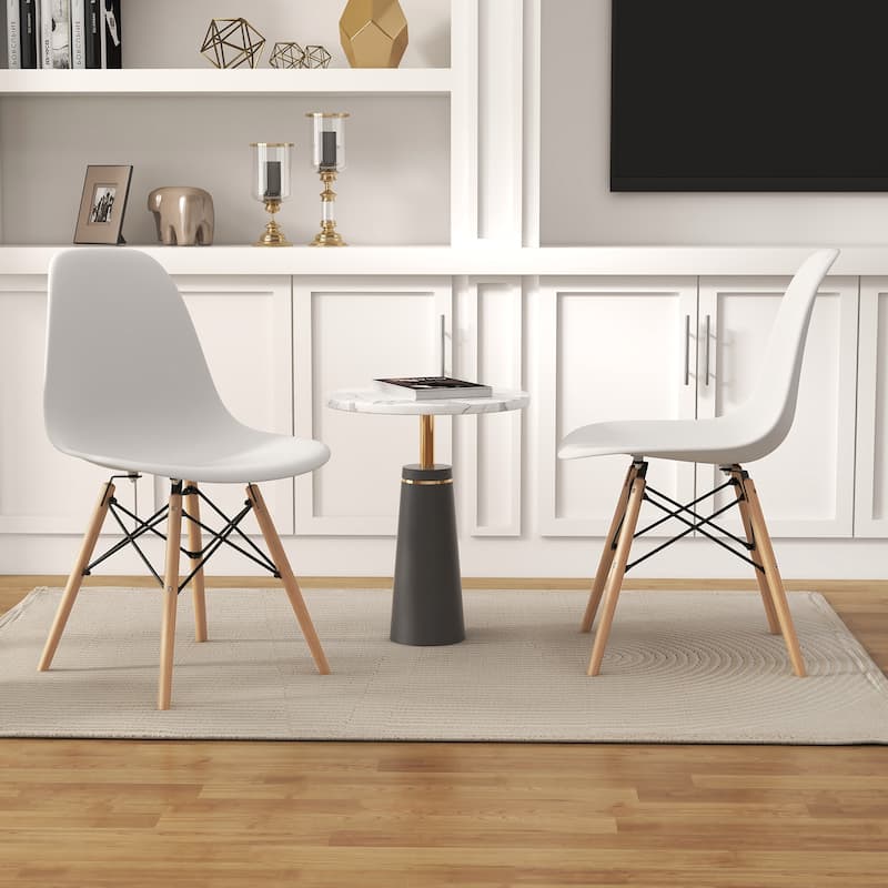Set of 4 Modern Dining Chairs with Beech Wood Legs and Ergonomic Backrest for Kitchen or Dining Room