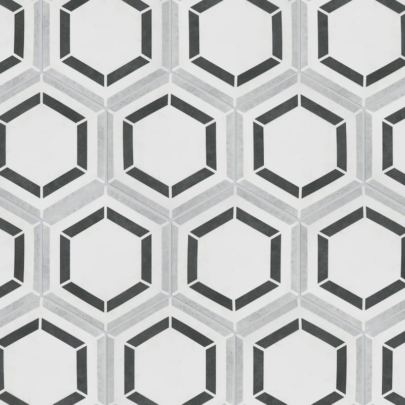 Merola Tile Coco Hex Geo Classic 7" x 8" Porcelain Floor and Wall Tile