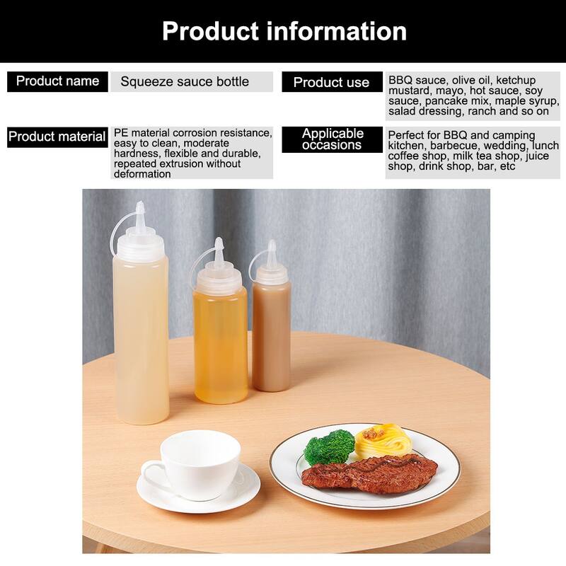 Plastic Squeeze Bottle Syrup Vinegar Ketchup Dispenser 12oz/16oz 2pcs - 360ml/12oz+480ml/16oz