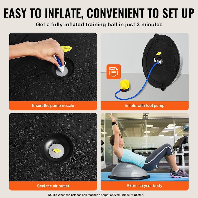 Half Balance Ball Trainer 23" for Full Body Workout, Home Gym Fitness