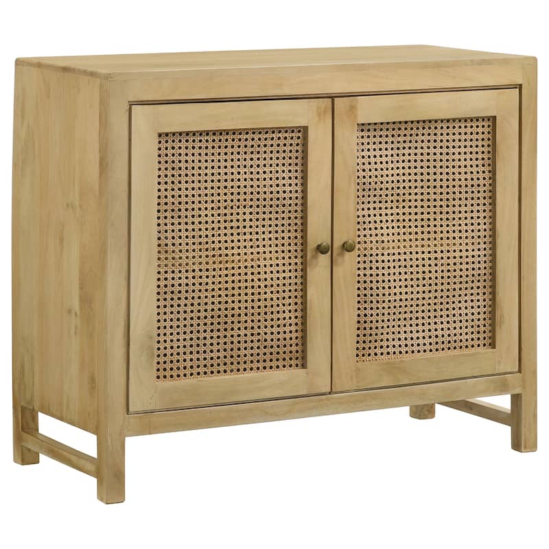 Zamora Wood Accent Cabinet with Woven Cane Natural
