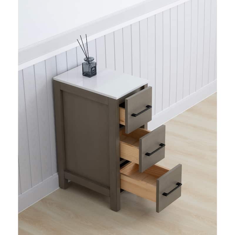Vanity Art 12" Narrow Bathroom Side Storage Cabinet with Engineered Marble Top - 11.8 W x 18.5 D x 29.1 H