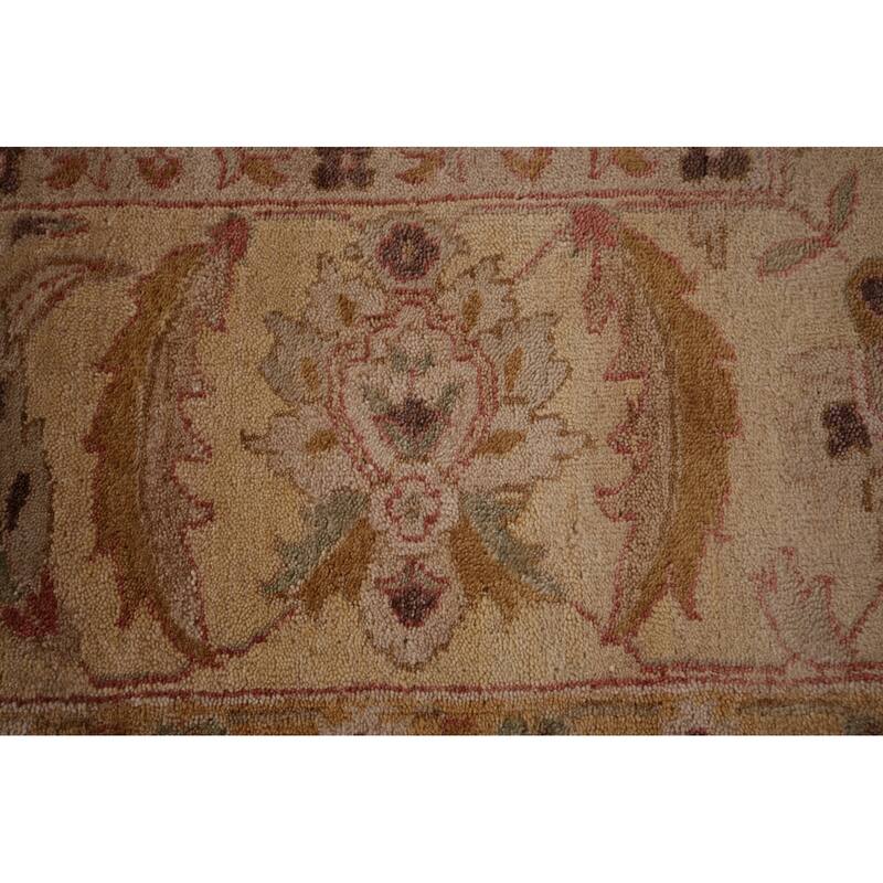 Brown Floral Chobi Peshawar Oriental Area Rug Hand-Knotted Wool Carpet - 8'11" X 11'11"