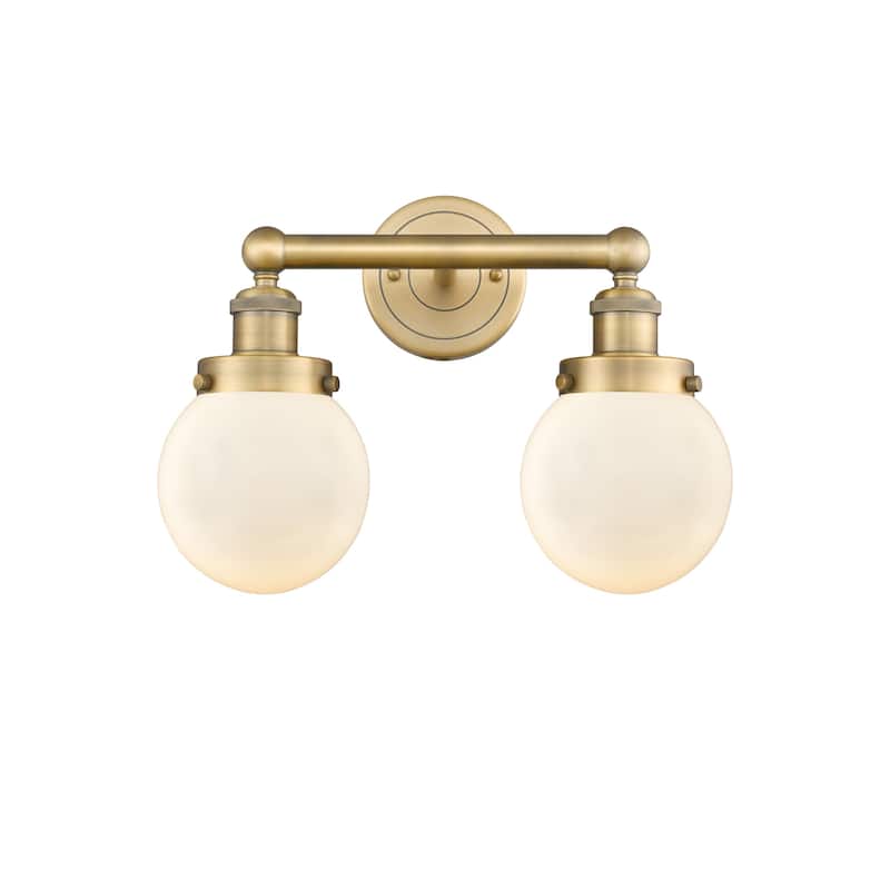 Innovations Lighting 616-2W-10-16 Beacon Vanity Beacon 2 Light 16" - Brushed Brass / Matte White