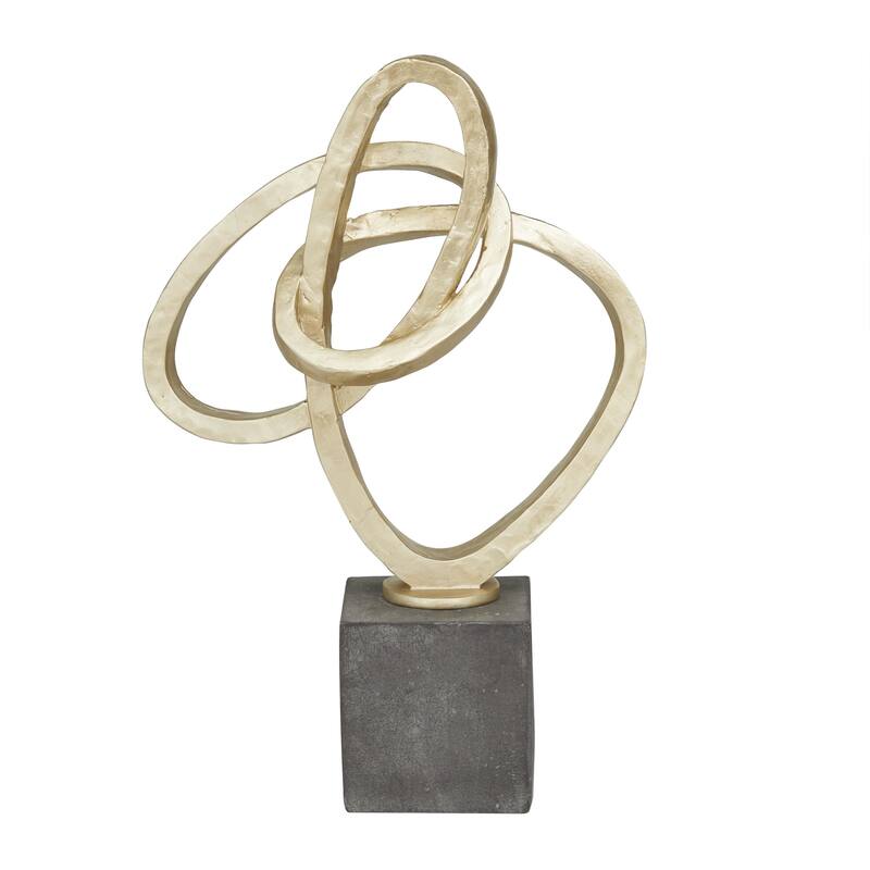 Polystone Abstract Link Decorative Sculpture with Black Base - Gold - Roche River Decor - Gold