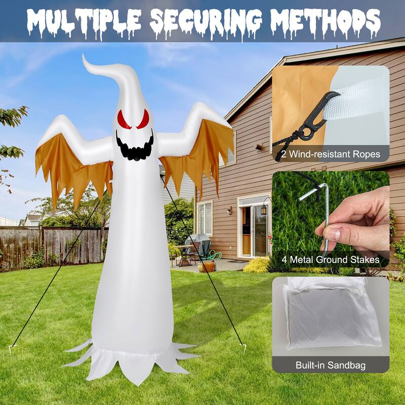 Gymax 6FT Inflatable Halloween Ghost Party Decoration w/ Flame Lights