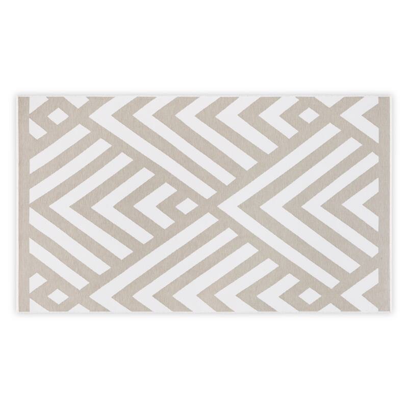 Geometric Beach Towel - White/Flax