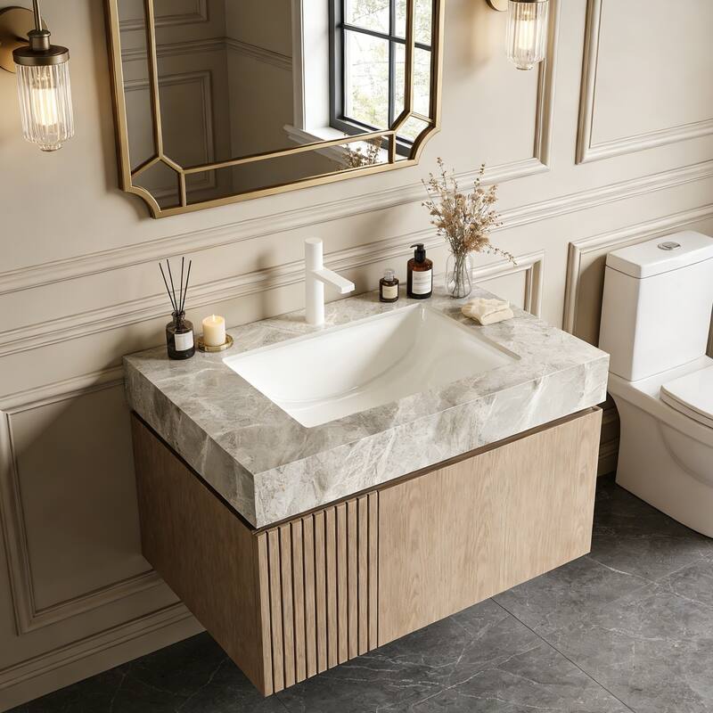 Floating Bathroom Vanity with 1 Pre-drilled Faucet Holes