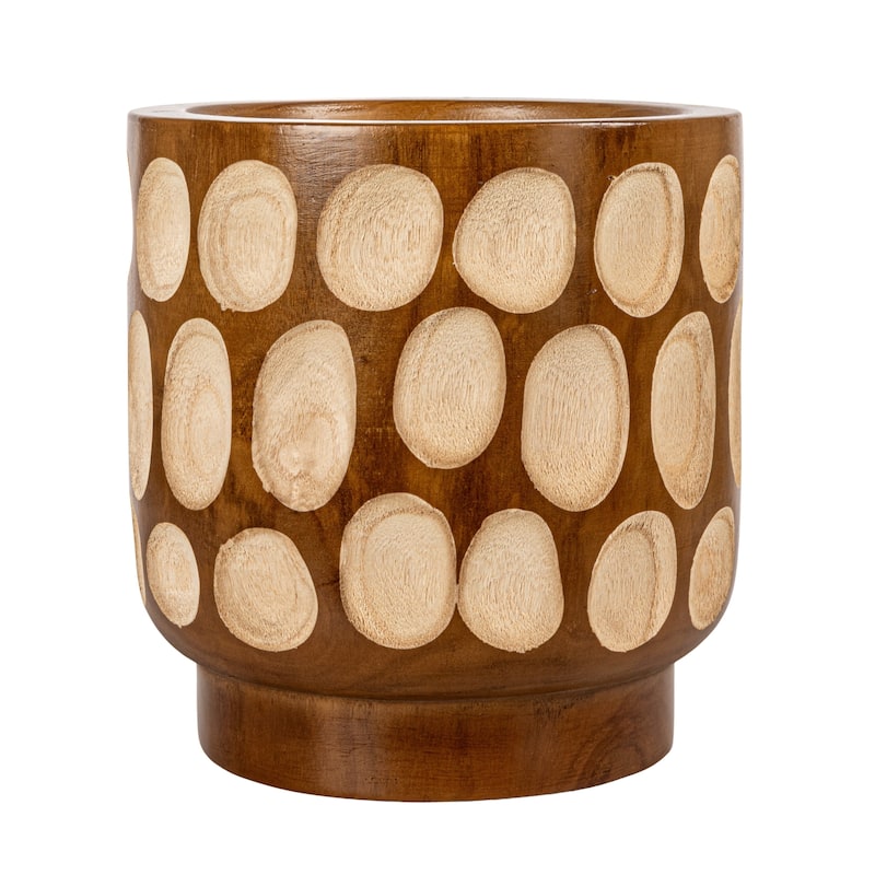 Hand-Carved Wood Planter