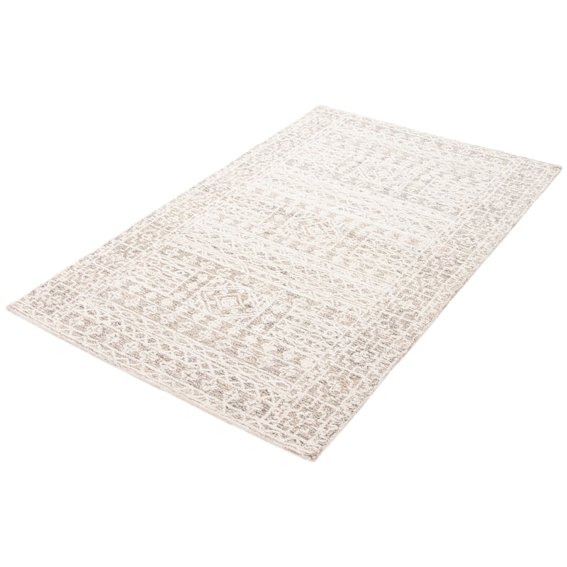 ECARPETGALLERY Hand Tufted Timeless Cream Wool Rug - 5'1 x 8'0