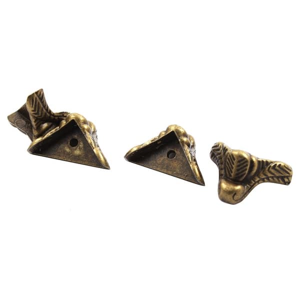 slide 2 of 2, Furniture Triangle Shaped Vintage Style Corner Brace Bracket Bronze Tone 4pcs - Bronze Tone