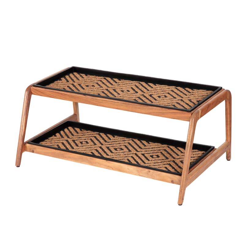 Jani Double-Tier Natural Stand 3-Pair Rubber Boot Trays - Galapagos