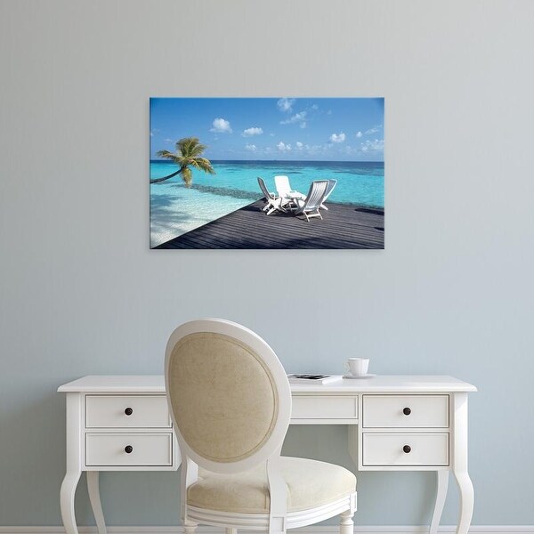 Easy Art Prints Panoramic Images's 'Lounge chairs on the beach' Premium Canvas Art