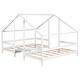 preview thumbnail 9 of 7, Cozy Triangular House Twin Bunk Bed with Built-in Table, Solid Wood Slats