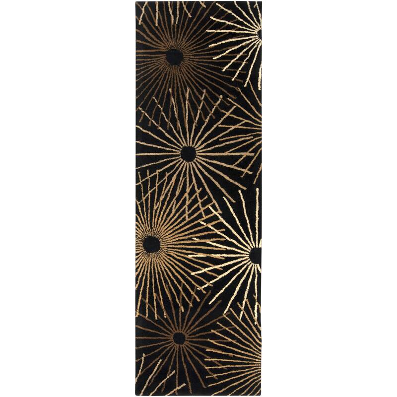 Livabliss Modern & Contemporary Forum Abstract Area Rug - 2'6" x 8' - Black/Brown
