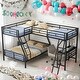 preview thumbnail 1 of 8, Twin over Full Bunk Bed with a Twin Size Loft Bed attached, with a Desk, Metal, Black Black - Twin