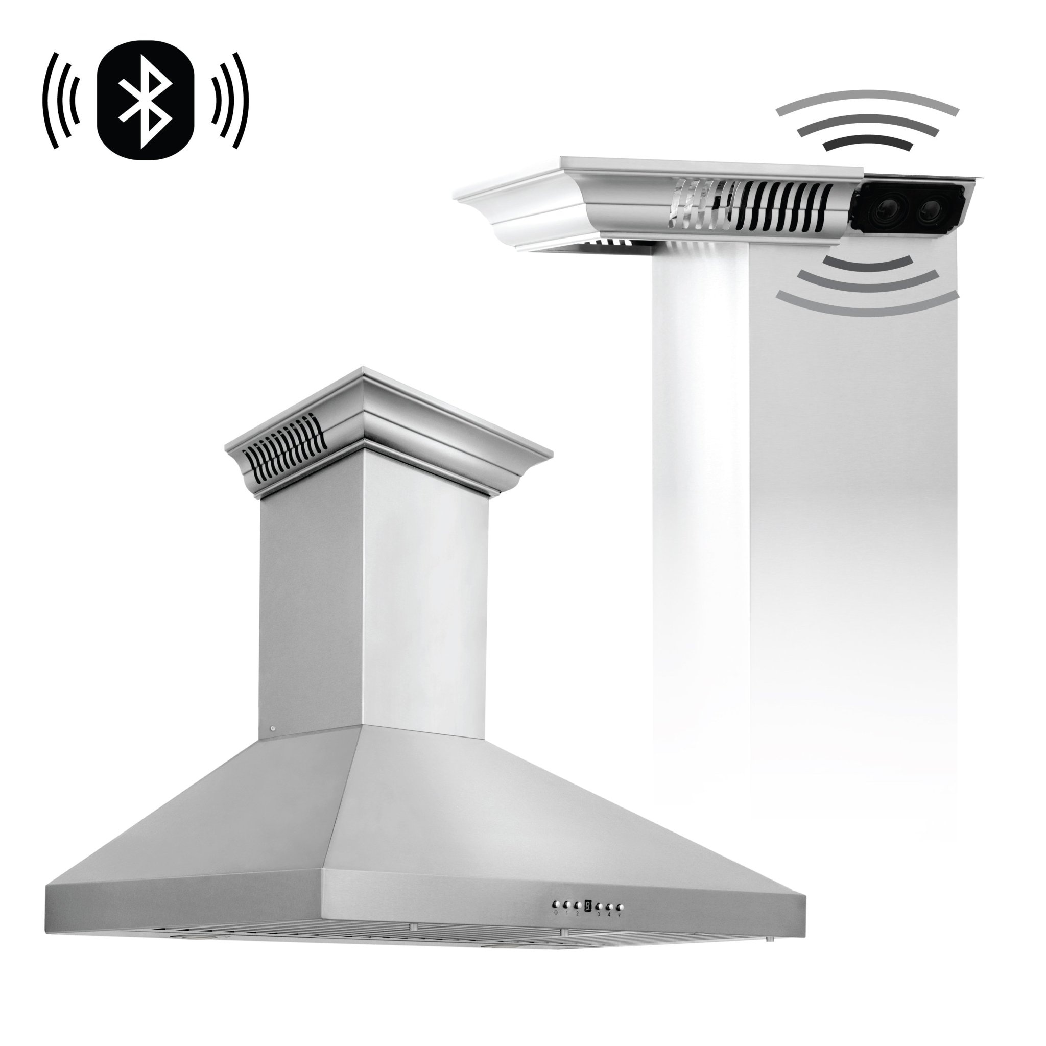 ZLINE Ducted Vent Wall Mount Range Hood with Builtin CrownSound™ Bed