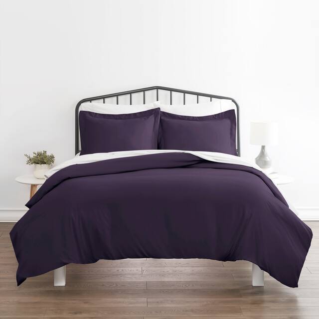 Becky Cameron Hotel Quality 3-Piece Oversized Duvet Cover Set - Purple - Twin - Twin XL