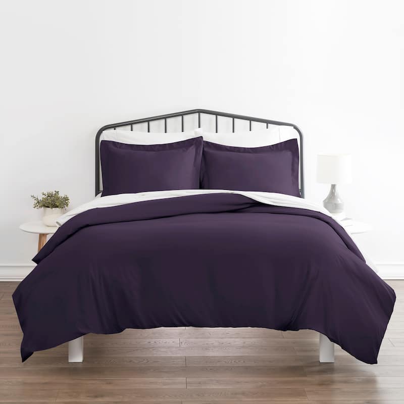 Becky Cameron Hotel Quality 3-Piece Oversized Duvet Cover Set - Purple - Full - Queen