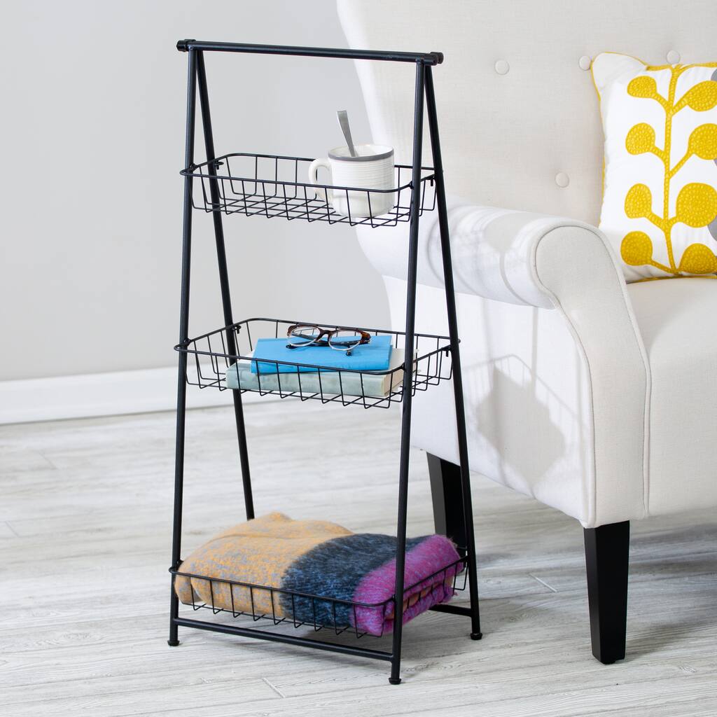 Honey-Can-Do Black 3-Tier Folding Ladder Shelf