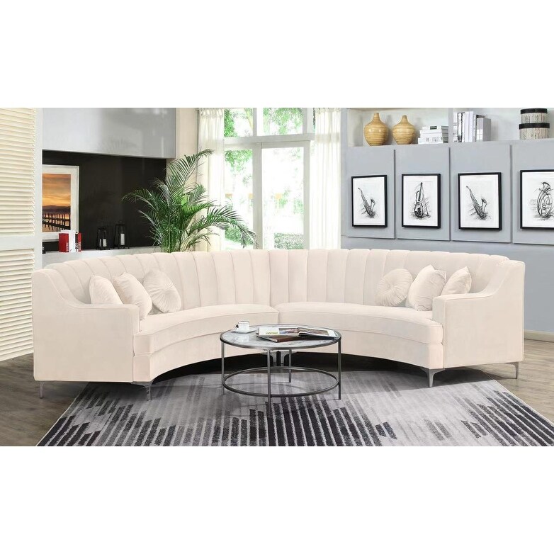 Curved velvet sales sectional sofa