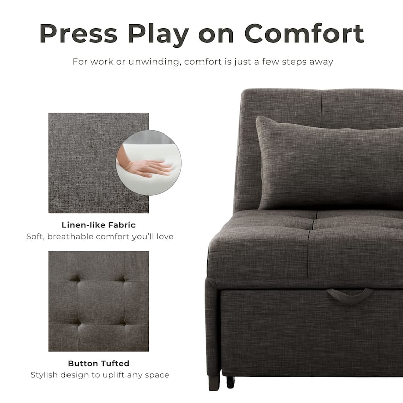 Jave Contemporary Fabric Convertible Tufted Futon Chair by Furniture of America