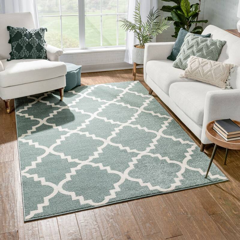 Well Woven Bright Trendy Twist Iron Trellis Lattice Contemporary Moroccan Geometric Entryway Mat Area Rug (2'3 x 3'11)
