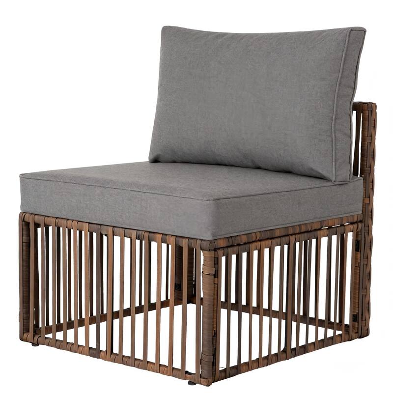 7-Piece Wicker Patio Conversation Set with Cushions,6 Sofas, 1 Table