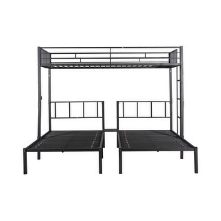 Metal Triple Twin Bunk Bed, Detachable into 3 Beds, Metal Triple Bed Frame with Guardrail, Twin over Twin & Twin Bunk Bed for 3