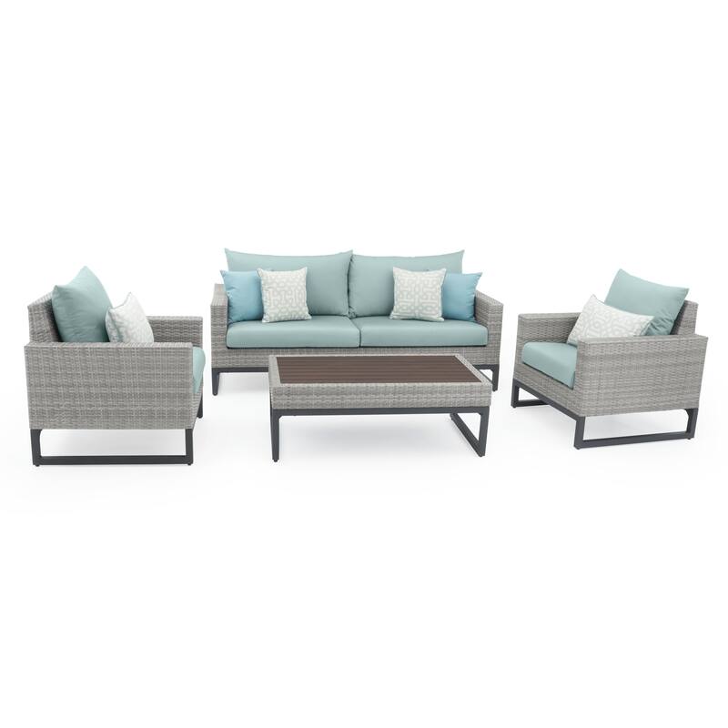 Milo Gray 4 Piece Sunbrella Outdoor Patio Seating Set