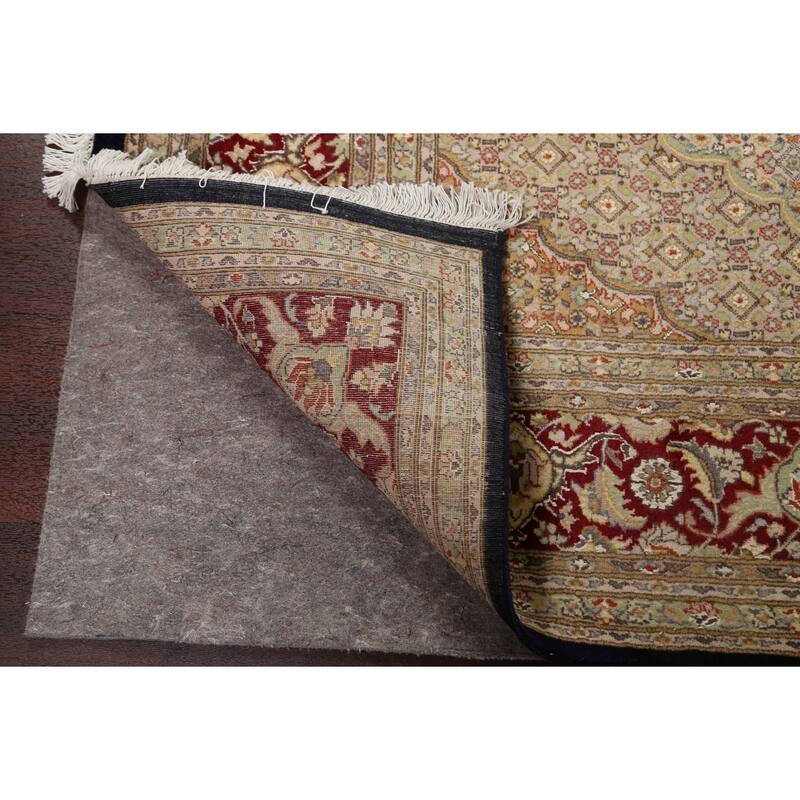 Wool/ Silk Tabriz Mahi Persian Vegetable Dye Area Rug Hand-knotted - 8'1" x 10'5"