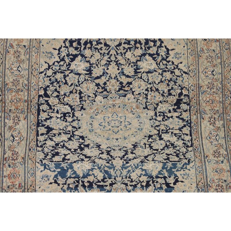 Blue Nain Toodeshk Persian Antique Area Rug Handmade Wool Carpet - 3'11"x 5'11"