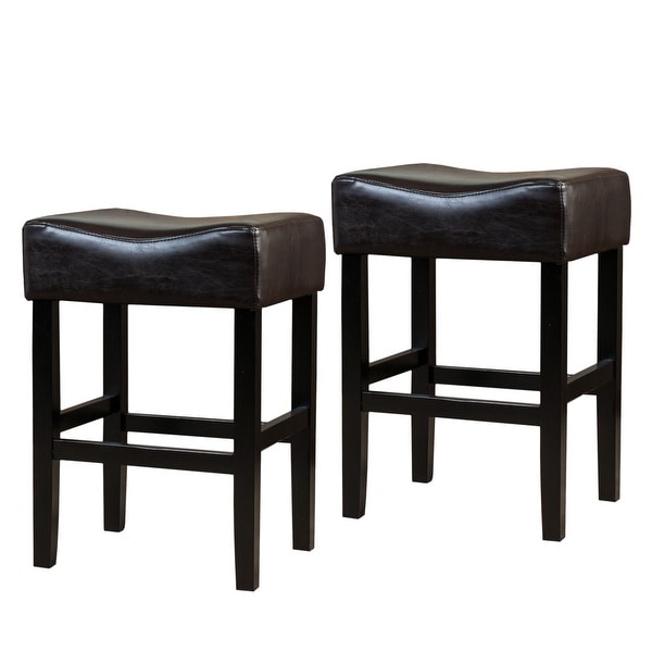 Black leather best sale backless bar stools