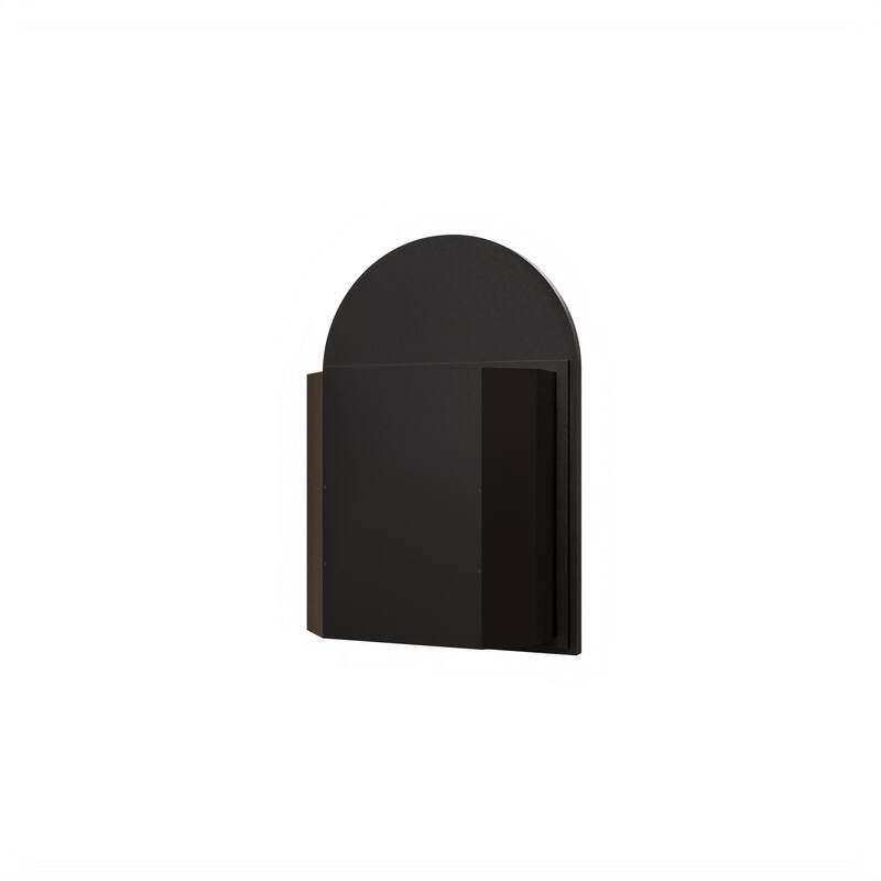18x24 Inch Metal Corner Medicine Cabinet with Arched Mirror, Adjustable Glass Shelves, Space-Saving Bathroom Storage