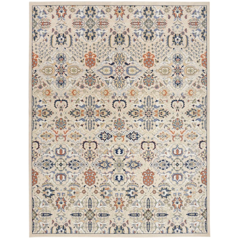 Nourison Allur Contemporary Boho Floral Medallion Area Rug - 7' 10" x 9' 10" - Beige