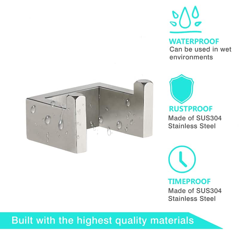 Wall Mounted Double Towel Hooks in Stainless Steel(set of 2)
