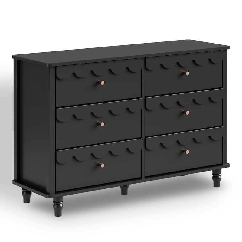 6 Drawers Chest Of Dresser Storage Cabinet Curved Design Organizer