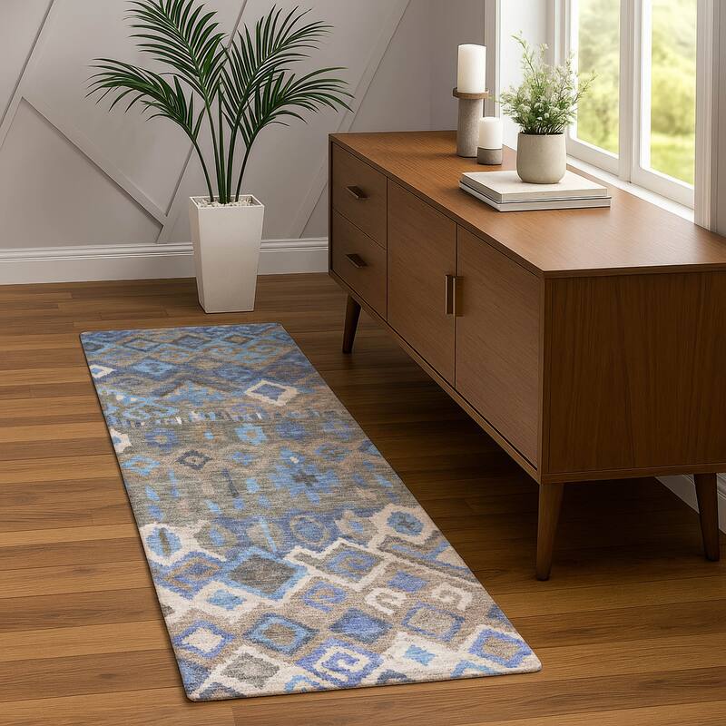 Machine Washable Indoor/ Outdoor Boho Moroccan Chantille Rug