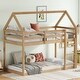 preview thumbnail 3 of 5, Natural Twin over Twin House-Shaped Bunk Bed with Ladder, Guardrails, and Low Height Design