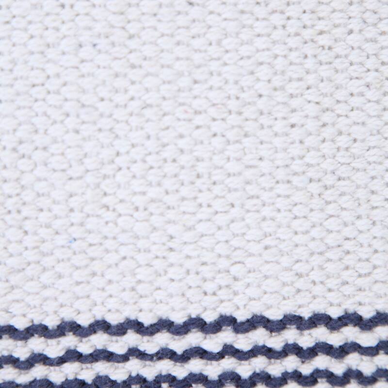 20" Blue and White Pinstripe Bordered Square Throw Pillow