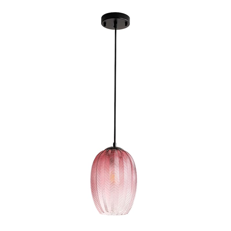 1/3-Light Modern Black Cylinder Colored Textured Gradient Glass Pendant Light for Kitchen Island or Stairway
