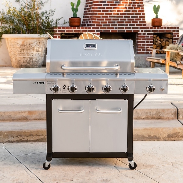 Nexgrill Deluxe 5-Burner Propane Gas Grill w/ Side Table & Ceramic