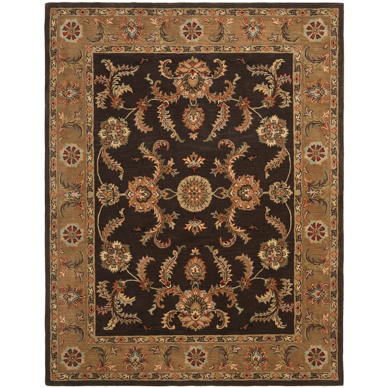 SAFAVIEH Handmade Heritage Block Print Rose Traditional Oriental Wool Rug